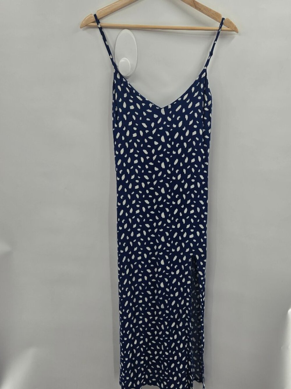 Reformation Navy Blue White Abstract Dot Crimini Midi Moray Slip Dress Size 4